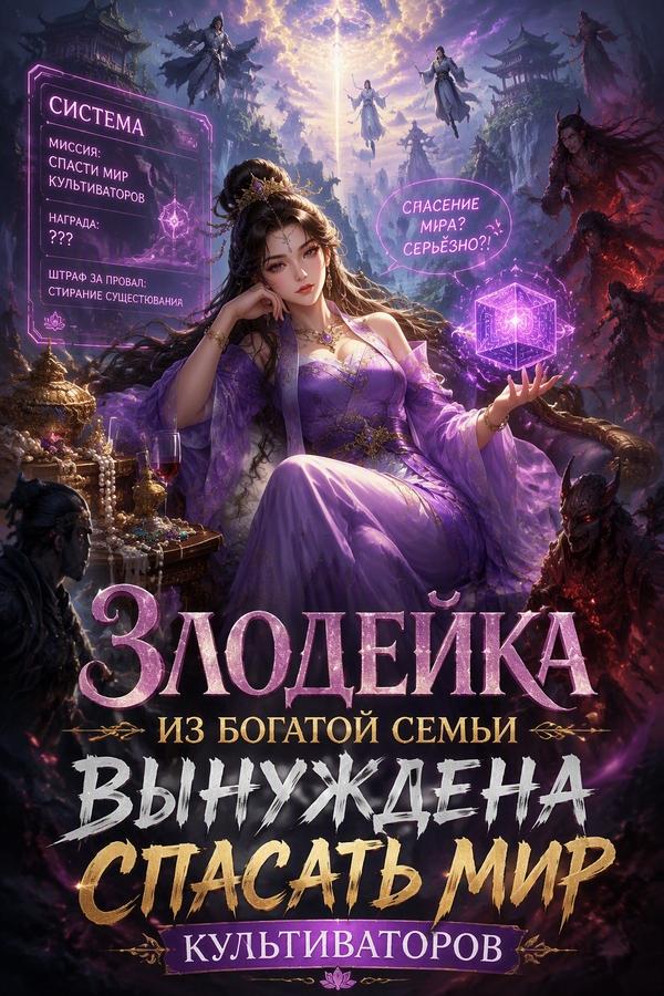 Злодейка из богатой семьи вынуждена спасать мир культиваторов — обложка